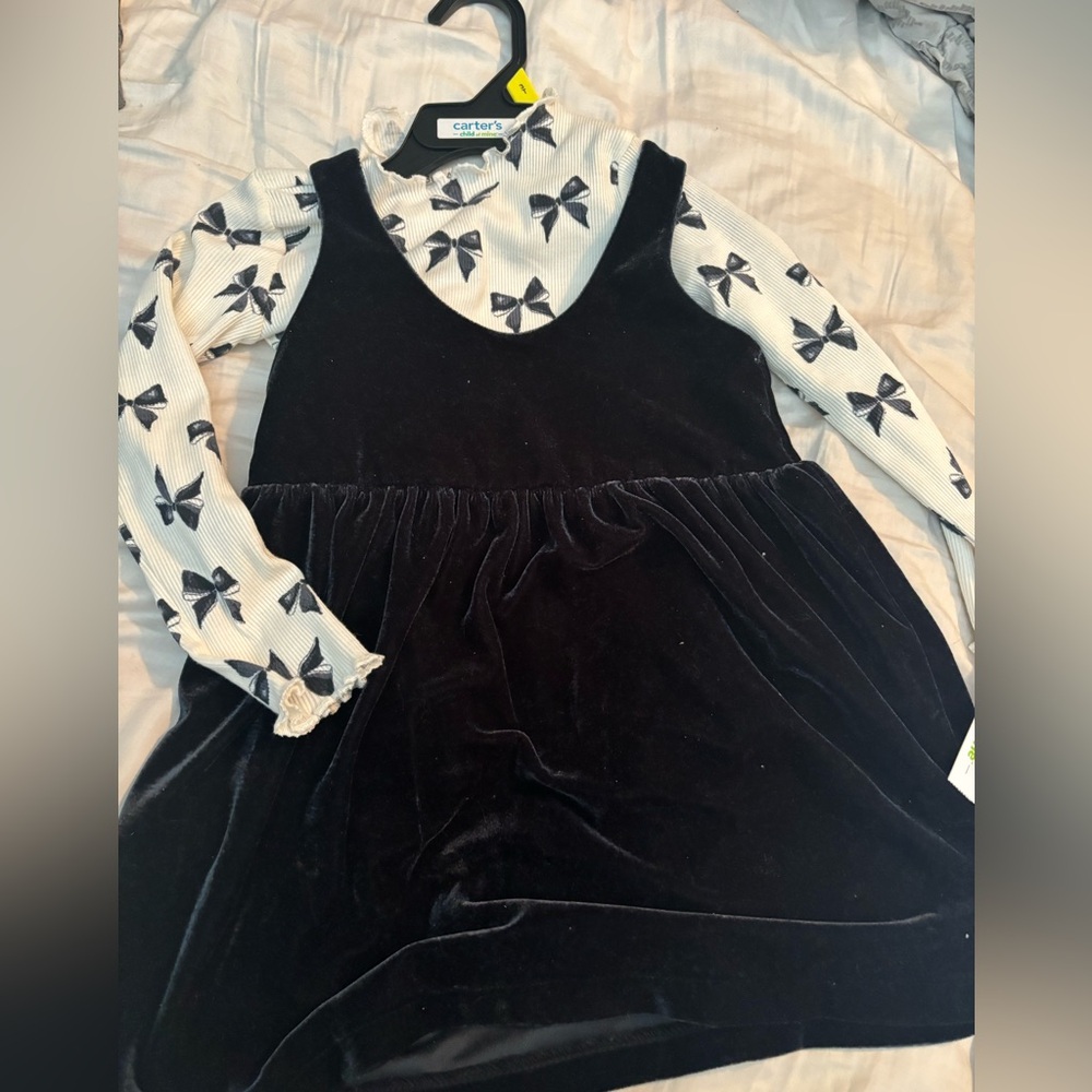 NWT 3T Carter's Velour Overall Dress & Undershirt